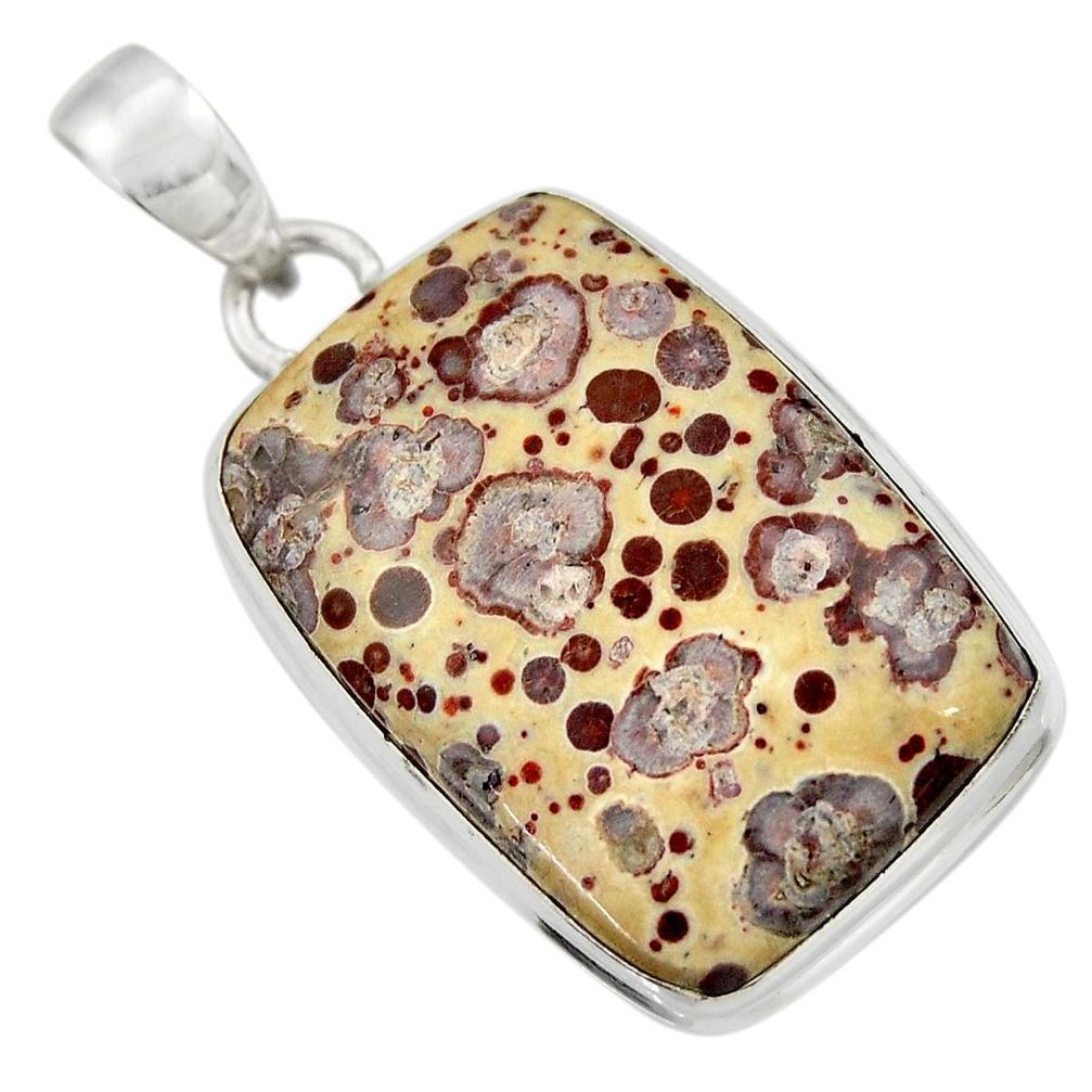 26.70cts natural brown asteroid jasper 925 sterling silver pendant d41601