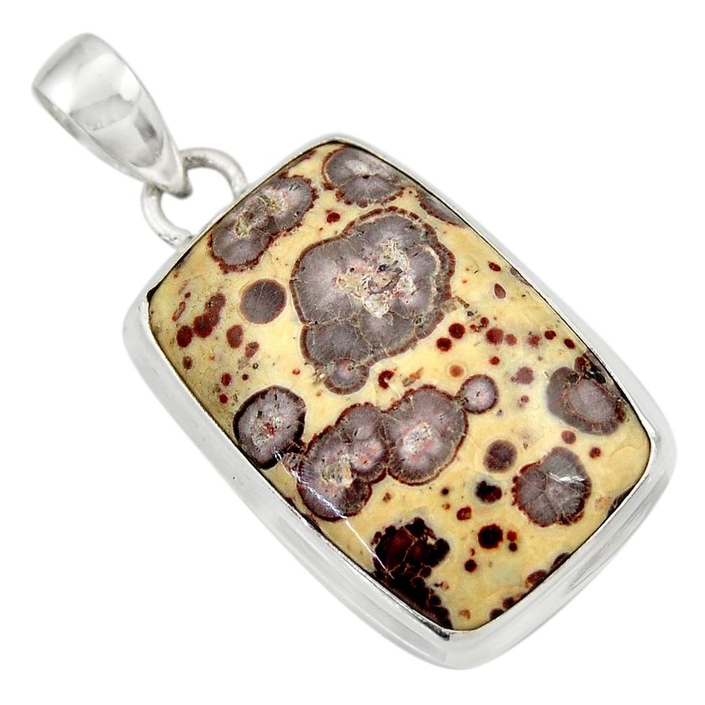 24.38cts natural brown asteroid jasper 925 sterling silver pendant d41603