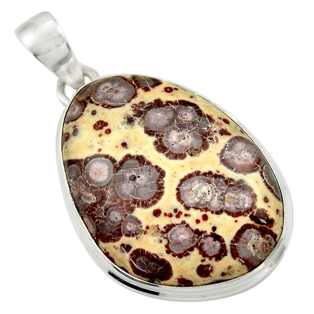 21.48cts natural brown asteroid jasper 925 sterling silver pendant d41606