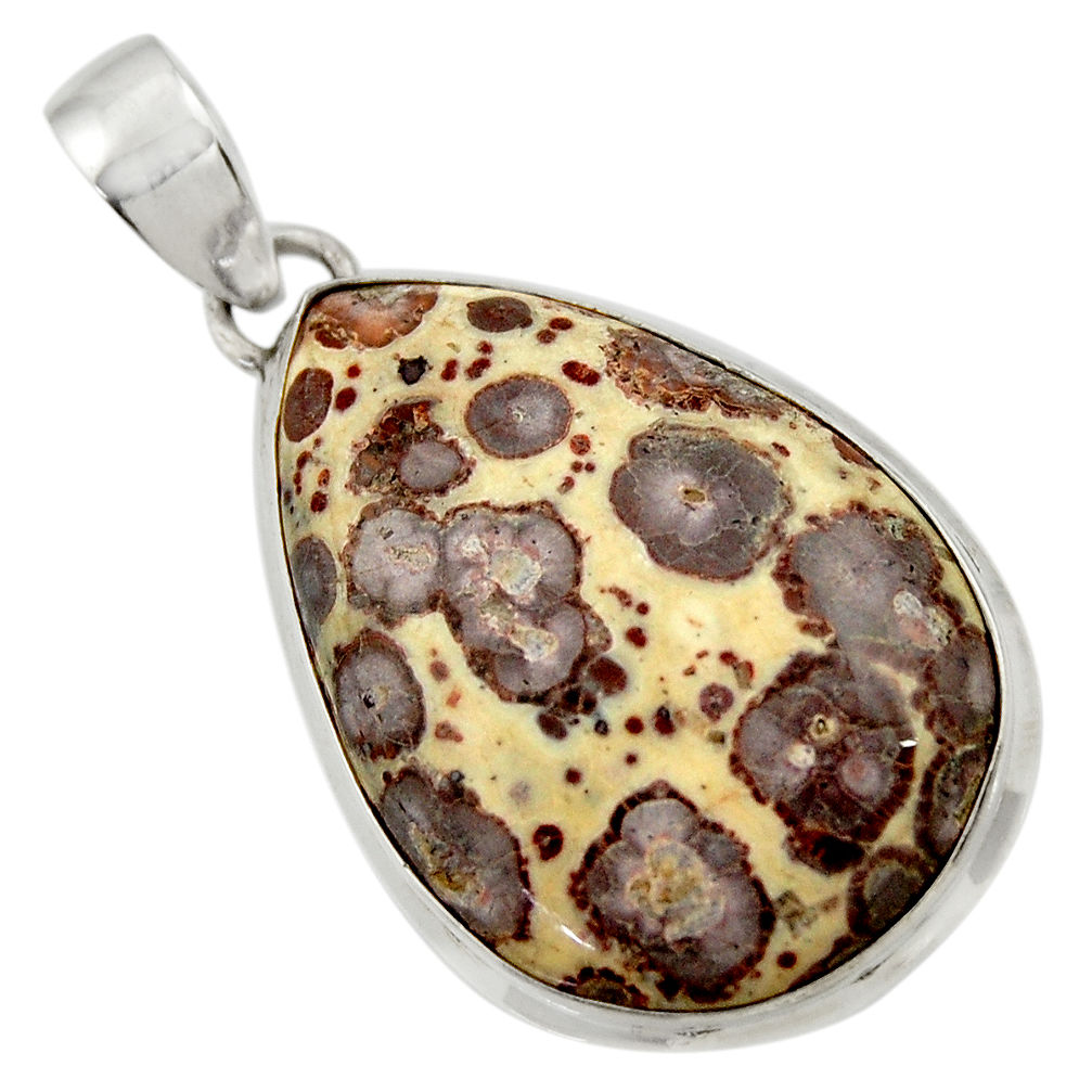 25.57cts natural brown asteroid jasper 925 sterling silver pendant d41615