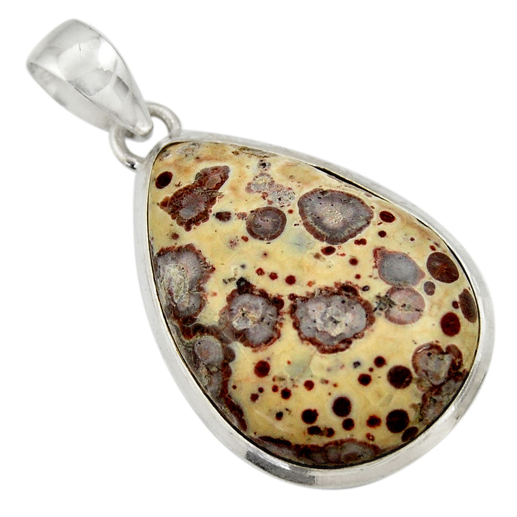 21.68cts natural brown asteroid jasper 925 sterling silver pendant d41618