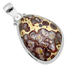Clearance Sale- 18.70cts natural brown asteroid jasper 925 sterling silver pendant r94827