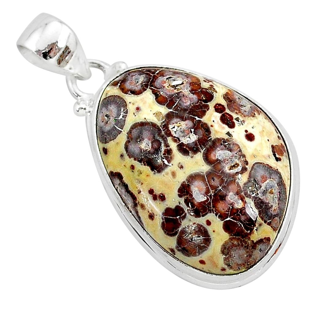19.07cts natural brown asteroid jasper 925 sterling silver pendant r94854