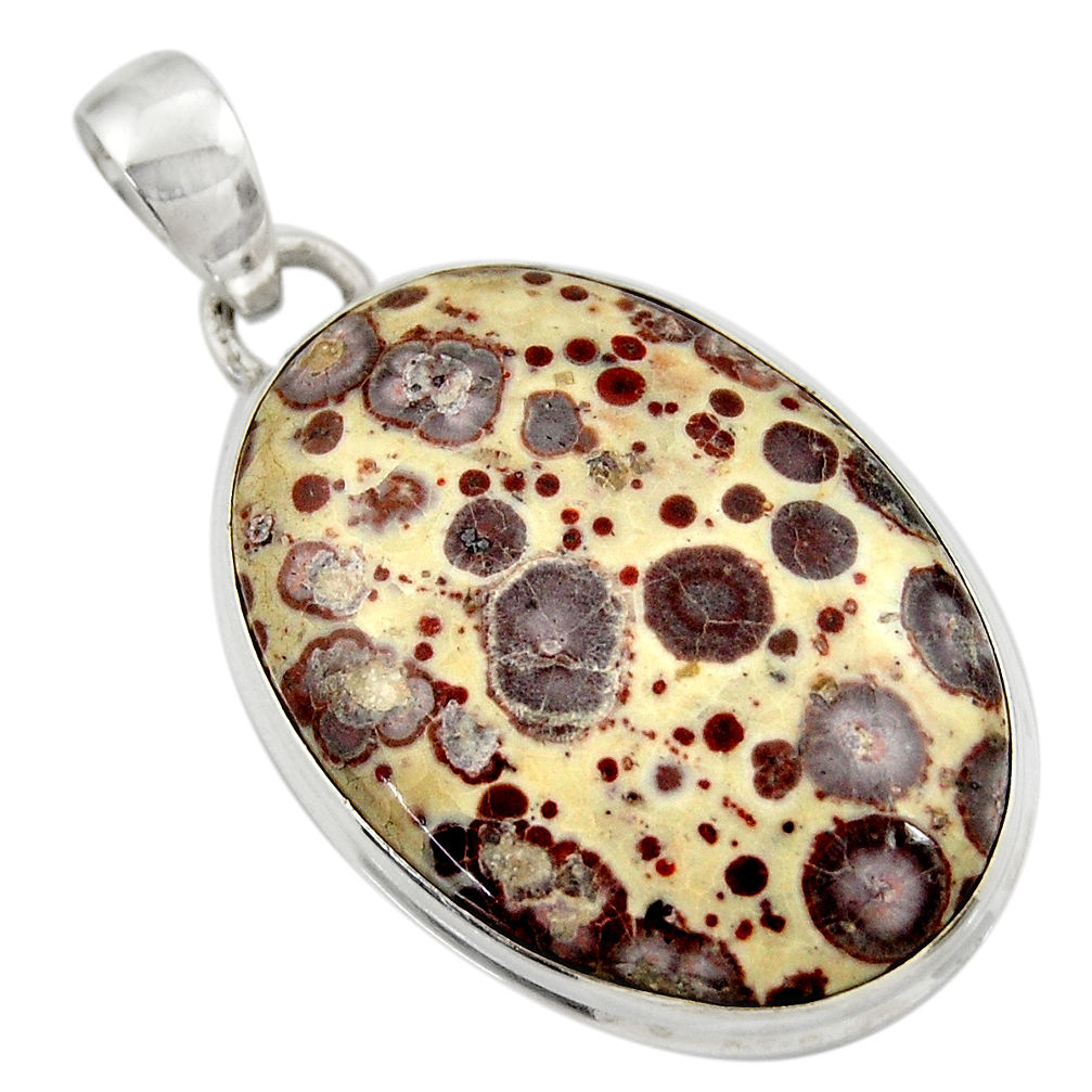  brown asteroid jasper oval 925 sterling silver pendant d41602