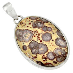  brown asteroid jasper oval 925 sterling silver pendant d41608