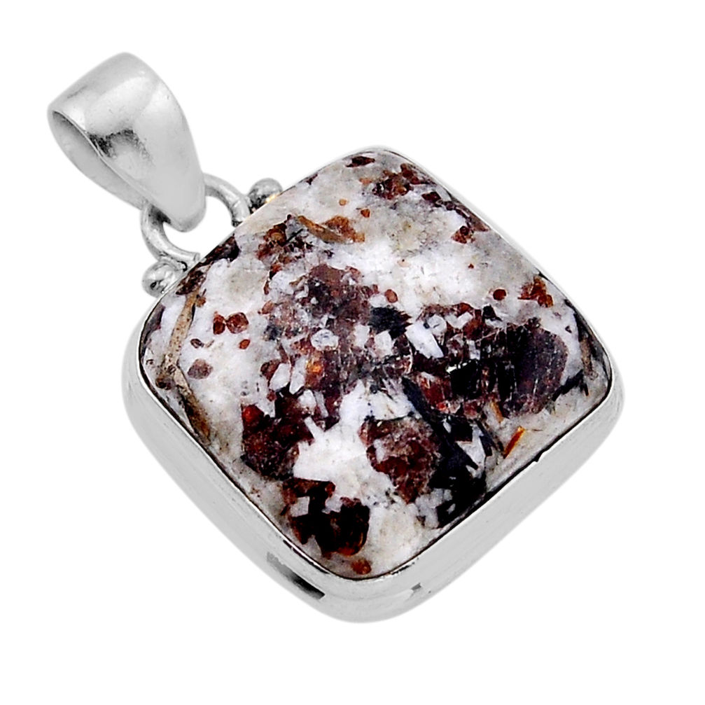 15.82cts natural brown astrophyllite (star leaf) octagan silver pendant n51183