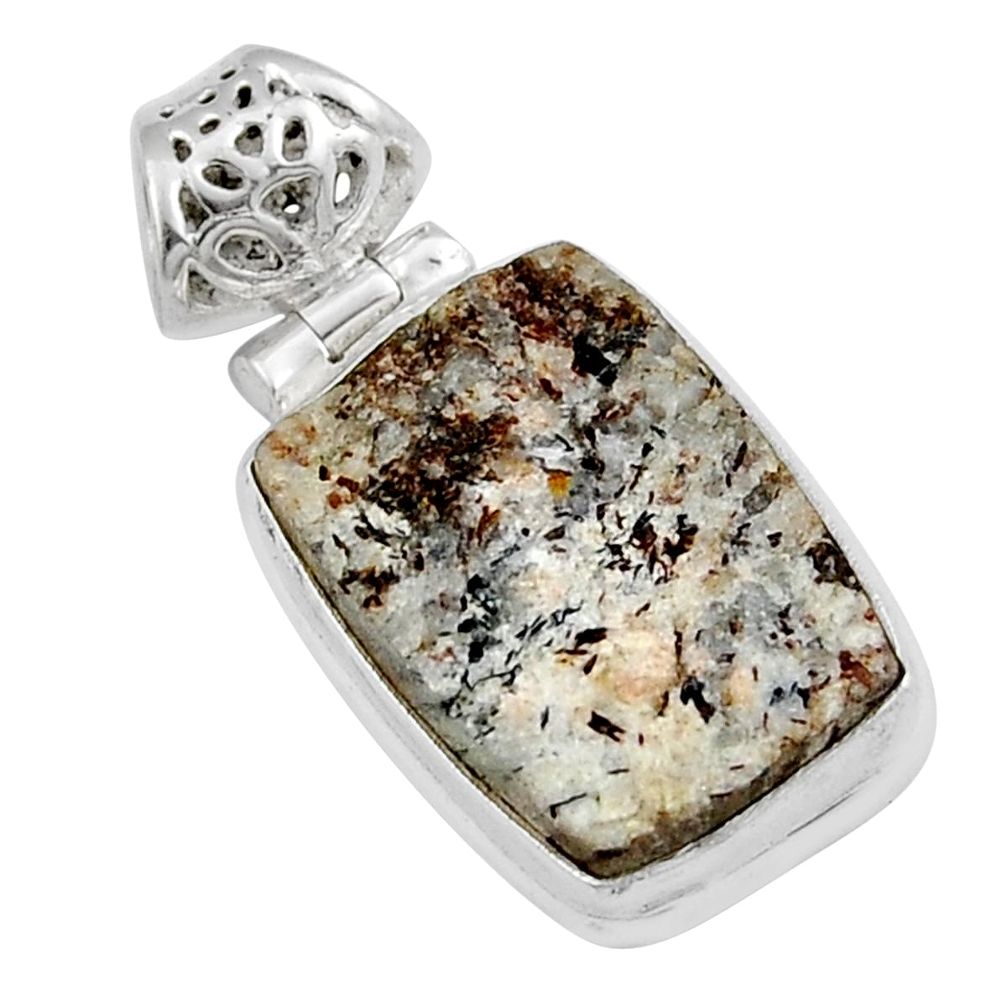 16.17cts natural brown astrophyllite (star leaf) octagan silver pendant y22886