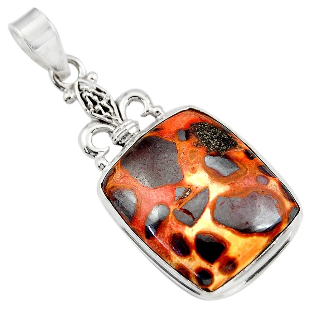 20.07cts natural brown bauxite 925 sterling silver pendant jewelry d42165