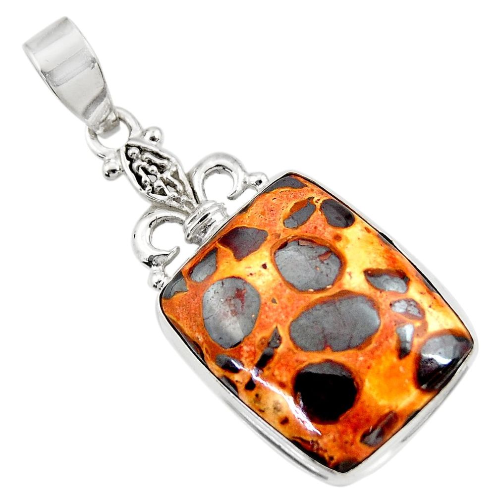 19.07cts natural brown bauxite 925 sterling silver pendant jewelry d42167