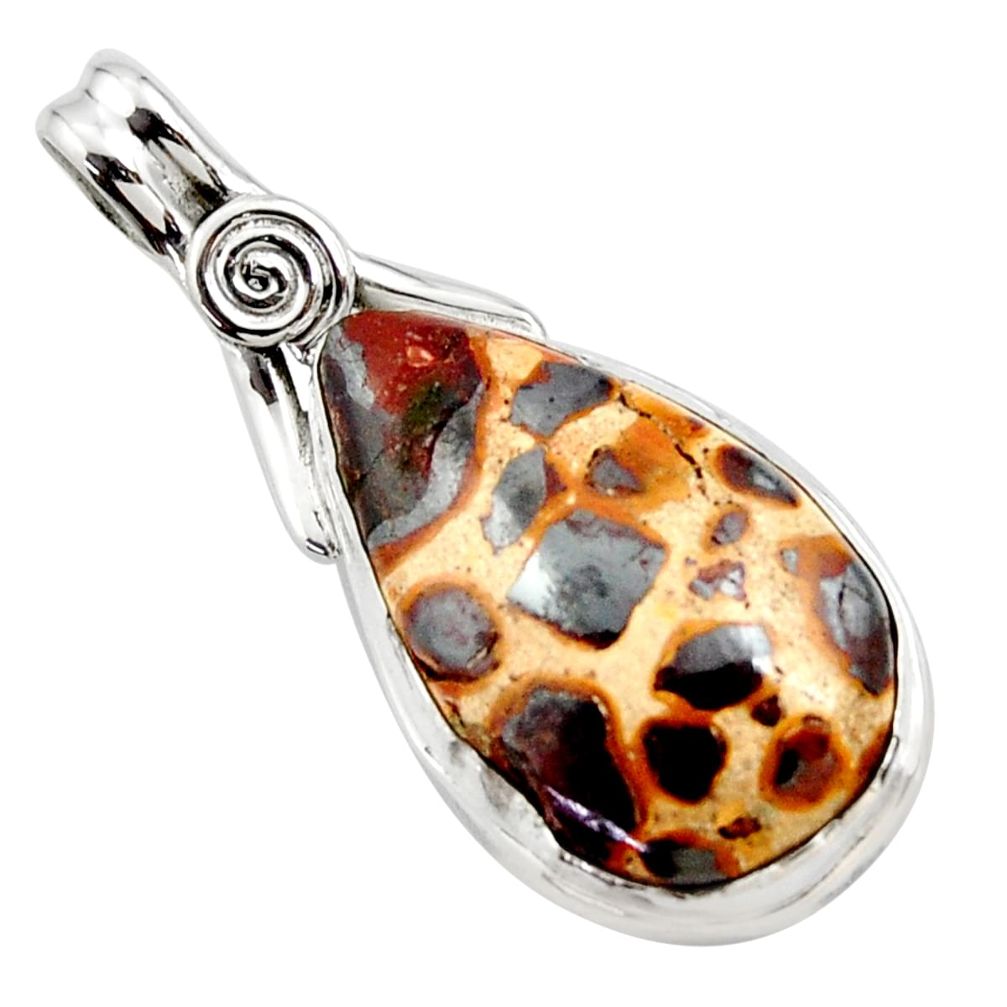 18.15cts natural brown bauxite 925 sterling silver pendant jewelry r27720