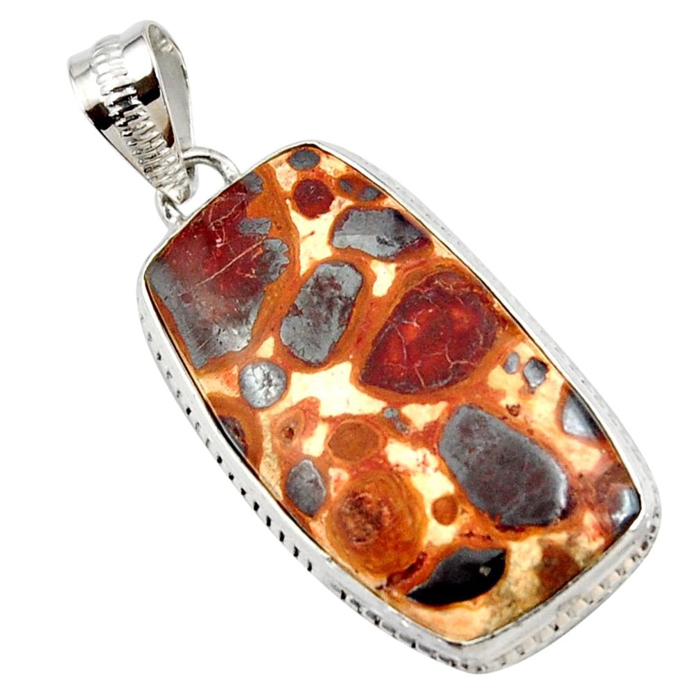 19.23cts natural brown bauxite 925 sterling silver pendant jewelry r27929