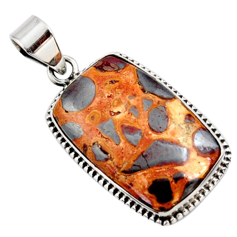 19.72cts natural brown bauxite 925 sterling silver pendant jewelry r27934