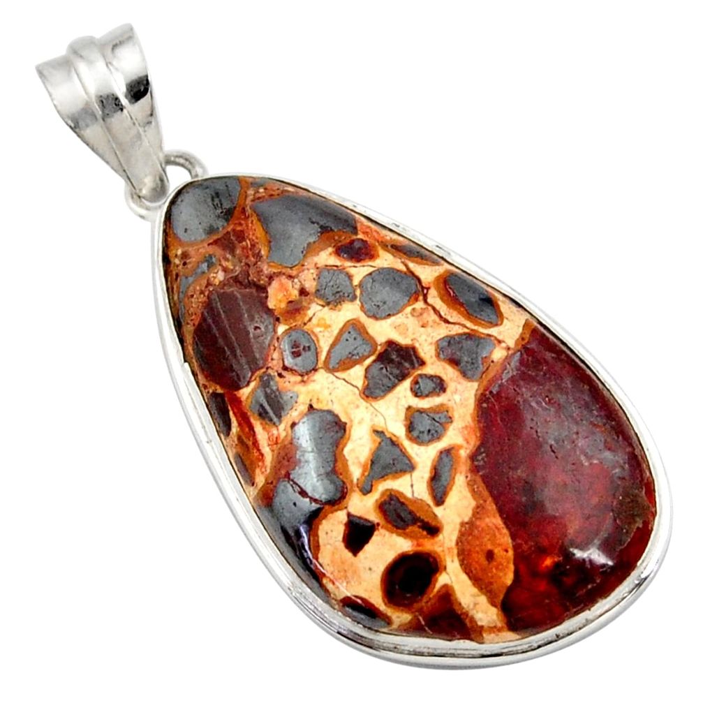 19.23cts natural brown bauxite 925 sterling silver pendant jewelry r27935