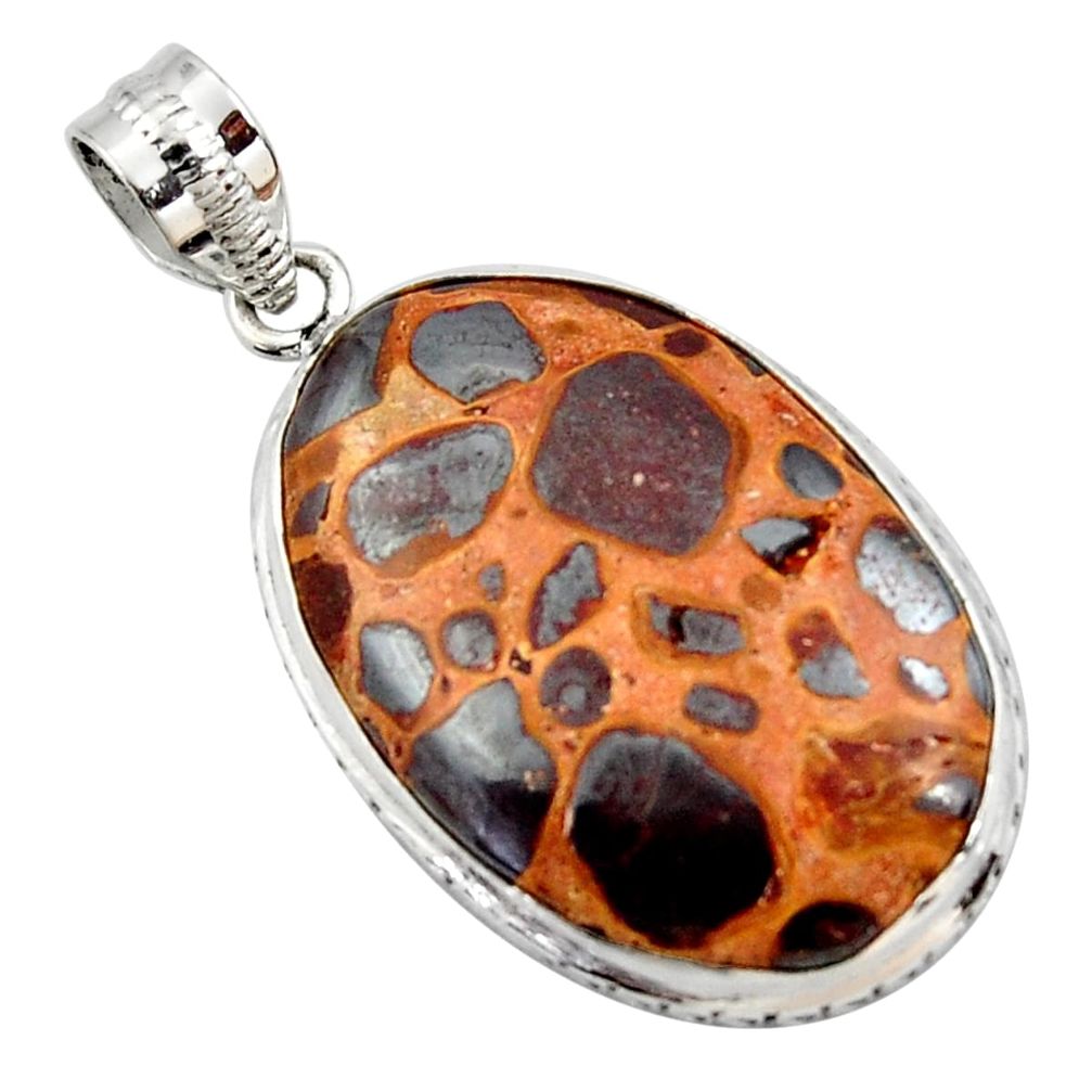 20.07cts natural brown bauxite 925 sterling silver pendant jewelry r27940