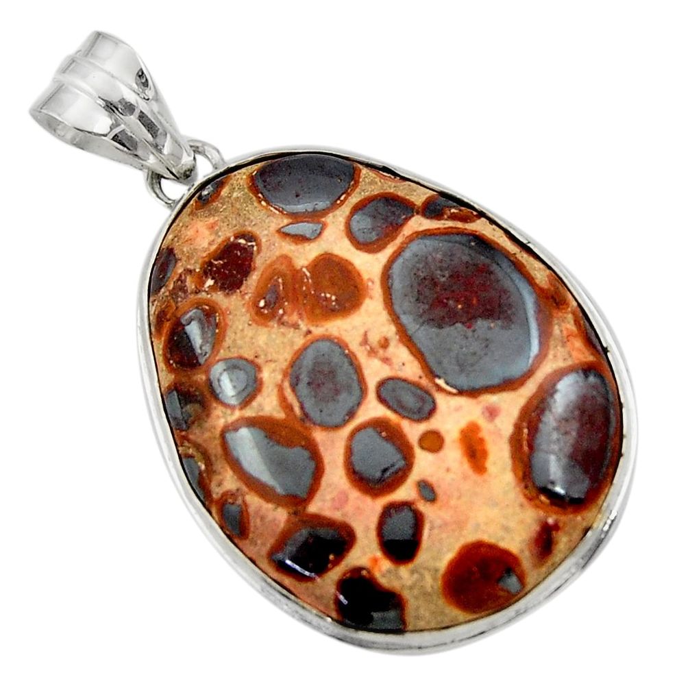 25.00cts natural brown bauxite 925 sterling silver pendant jewelry r31945