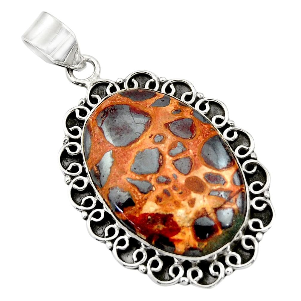 24.65cts natural brown bauxite 925 sterling silver pendant jewelry r31946