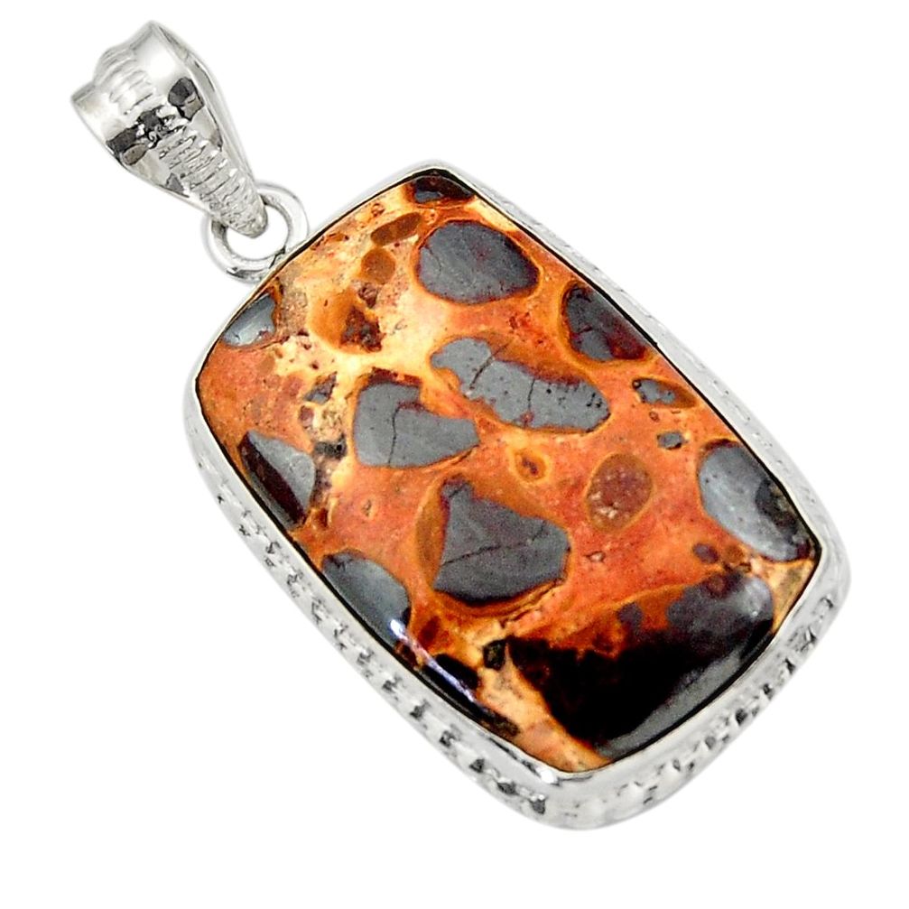 22.90cts natural brown bauxite 925 sterling silver pendant jewelry r31947