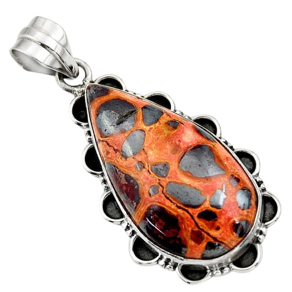 21.20cts natural brown bauxite 925 sterling silver pendant jewelry r31949