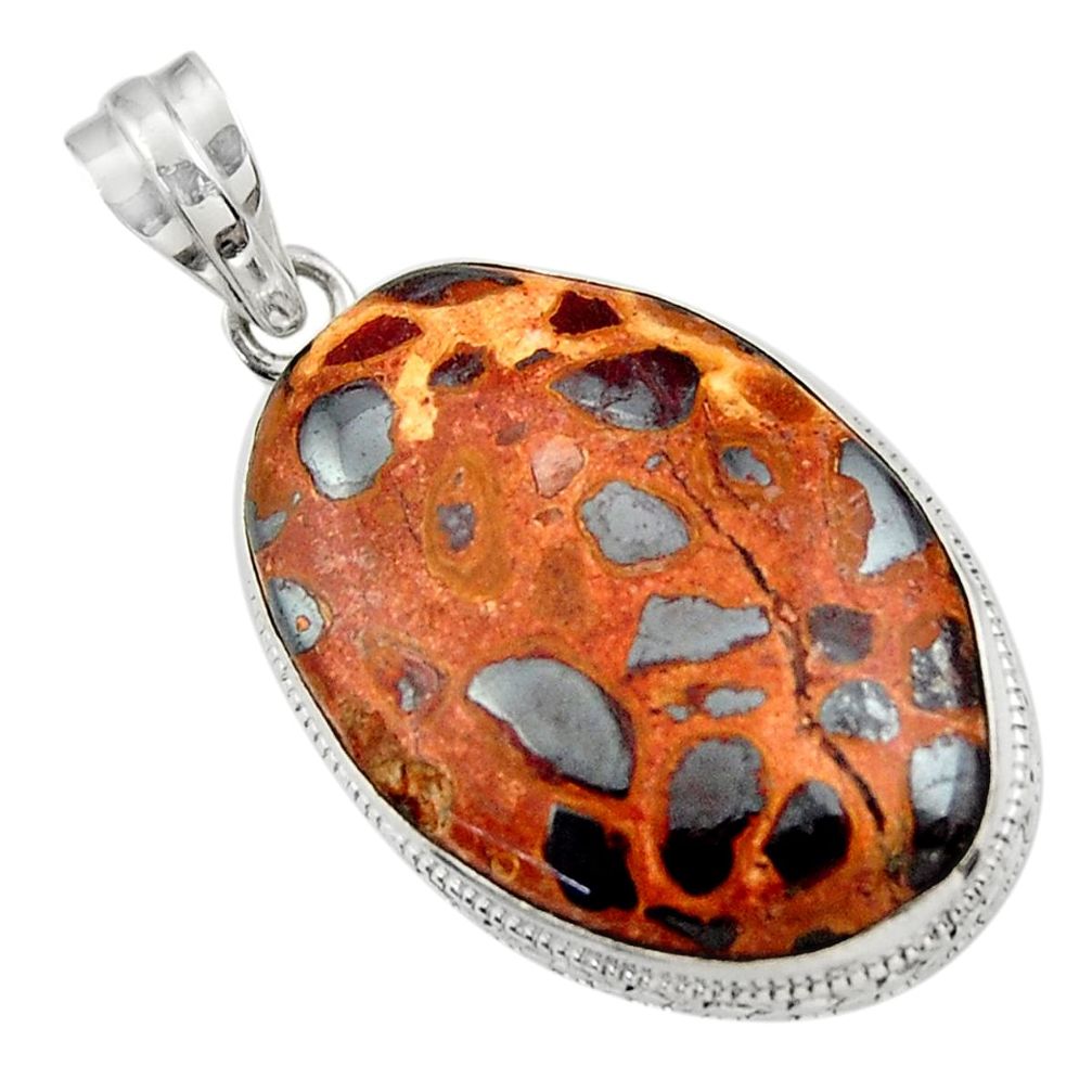 25.00cts natural brown bauxite 925 sterling silver pendant jewelry r31952