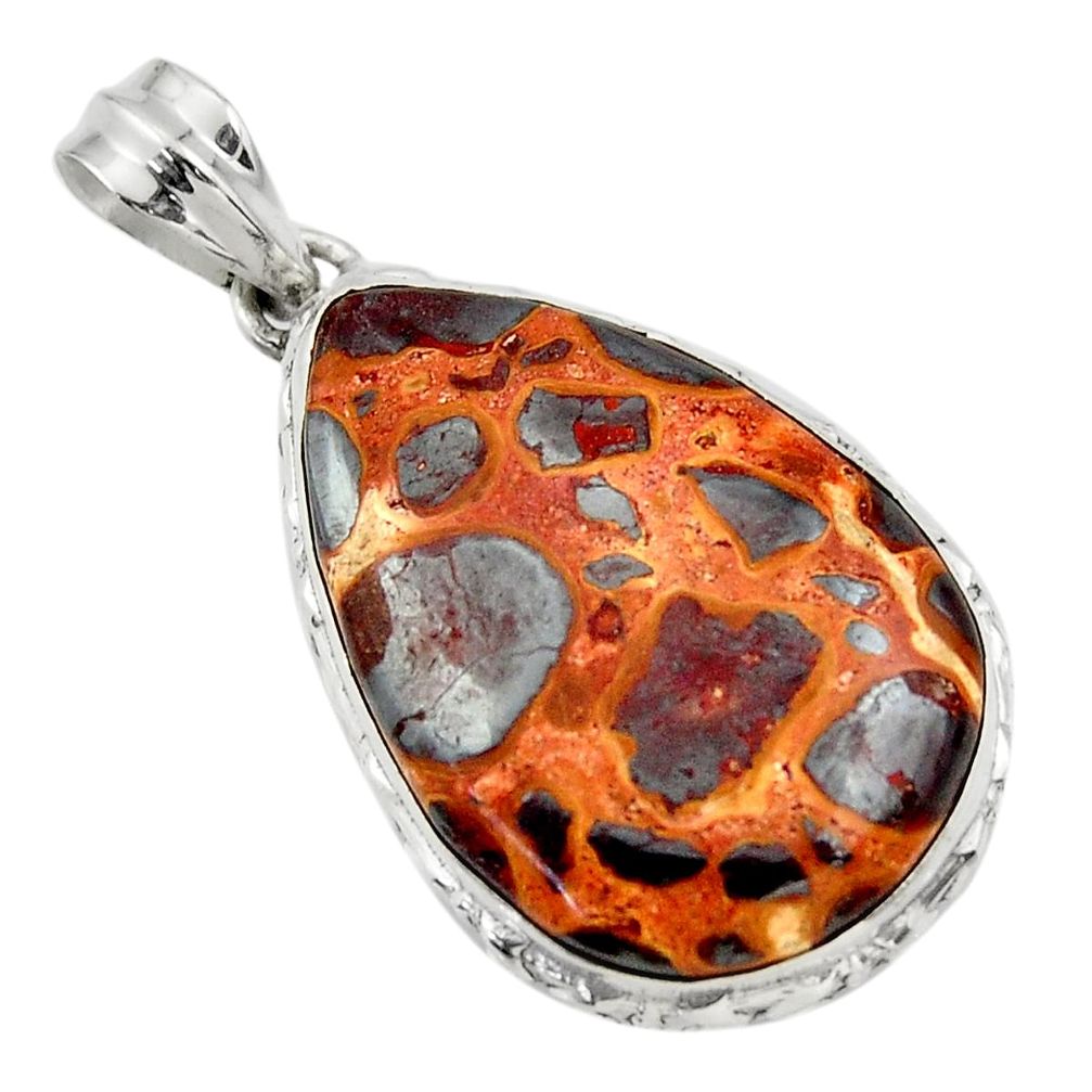 22.90cts natural brown bauxite 925 sterling silver pendant jewelry r31954