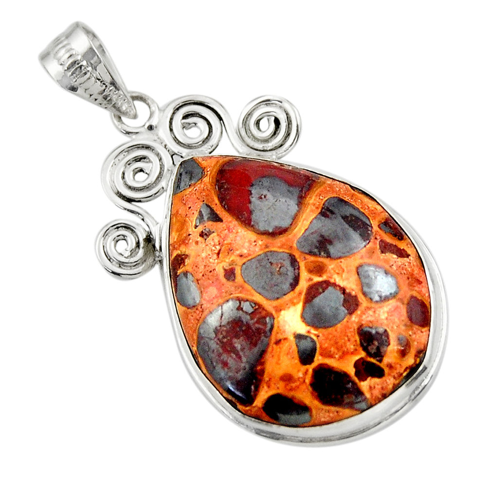 22.05cts natural brown bauxite 925 sterling silver pendant jewelry r31956