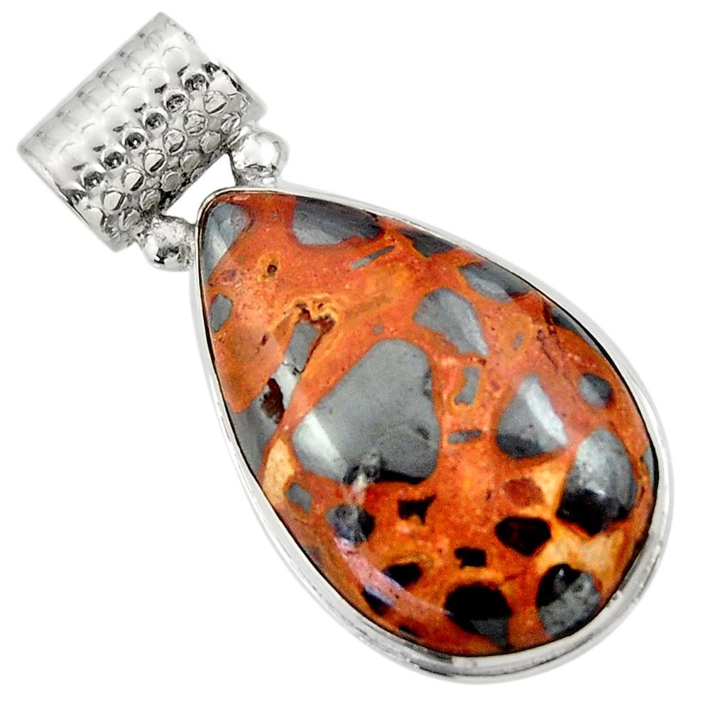 22.90cts natural brown bauxite 925 sterling silver pendant jewelry r31957