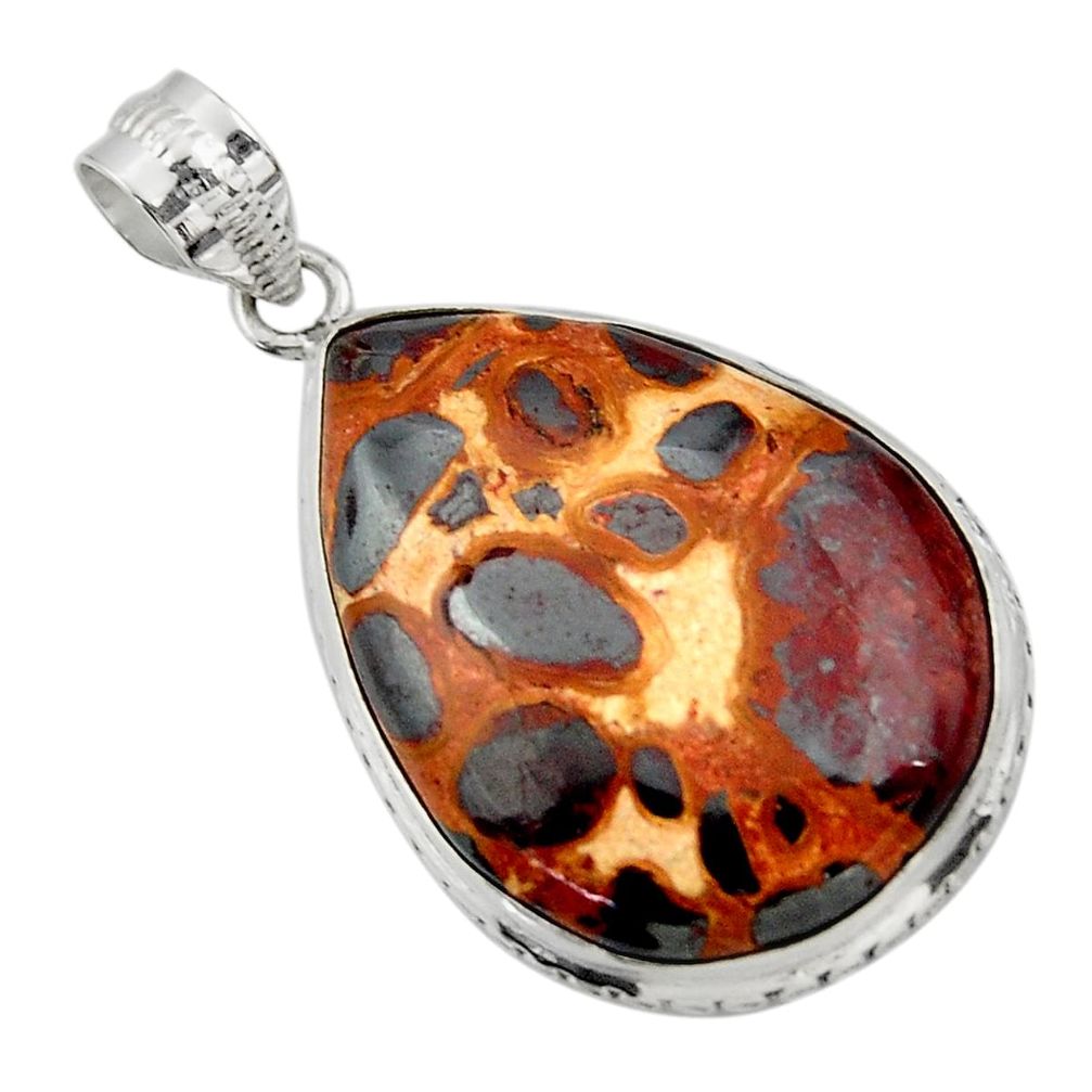23.46cts natural brown bauxite 925 sterling silver pendant jewelry r31960