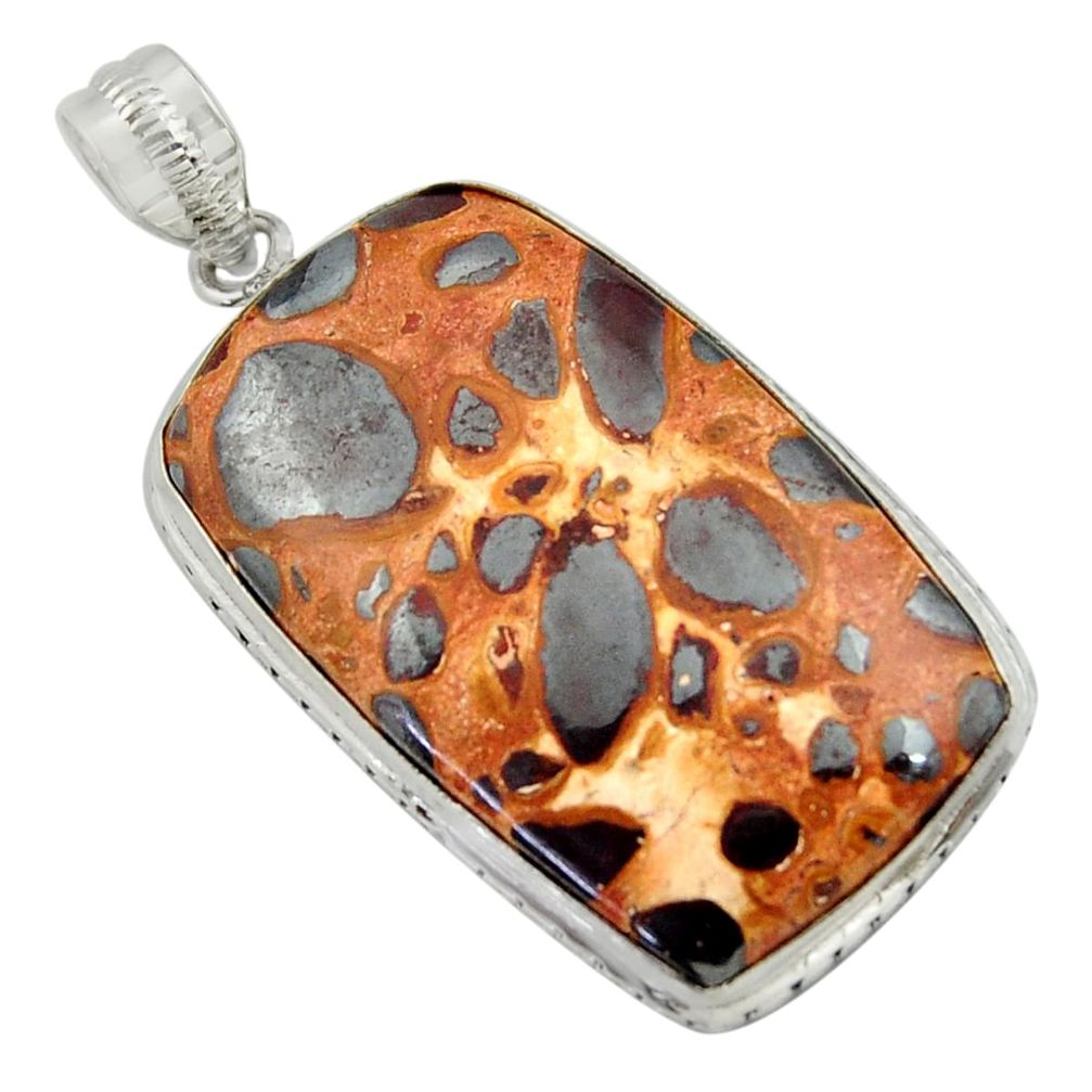 28.86cts natural brown bauxite 925 sterling silver pendant jewelry r41677