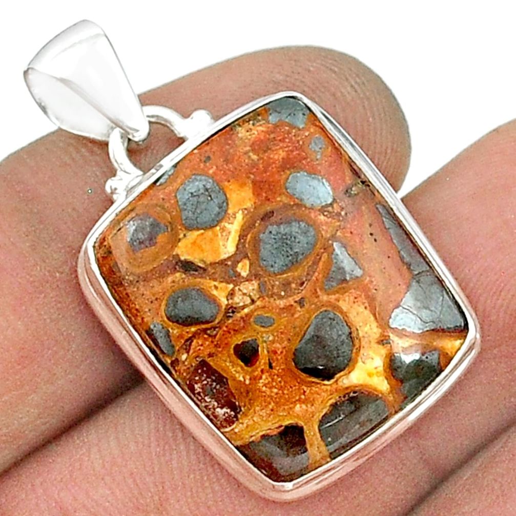 15.82cts natural brown bauxite 925 sterling silver pendant jewelry u50822