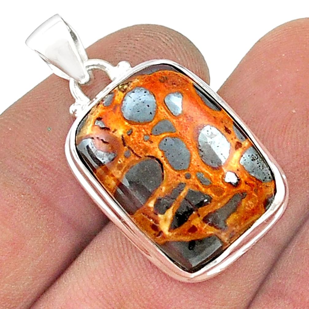 15.82cts natural brown bauxite 925 sterling silver pendant jewelry u50852