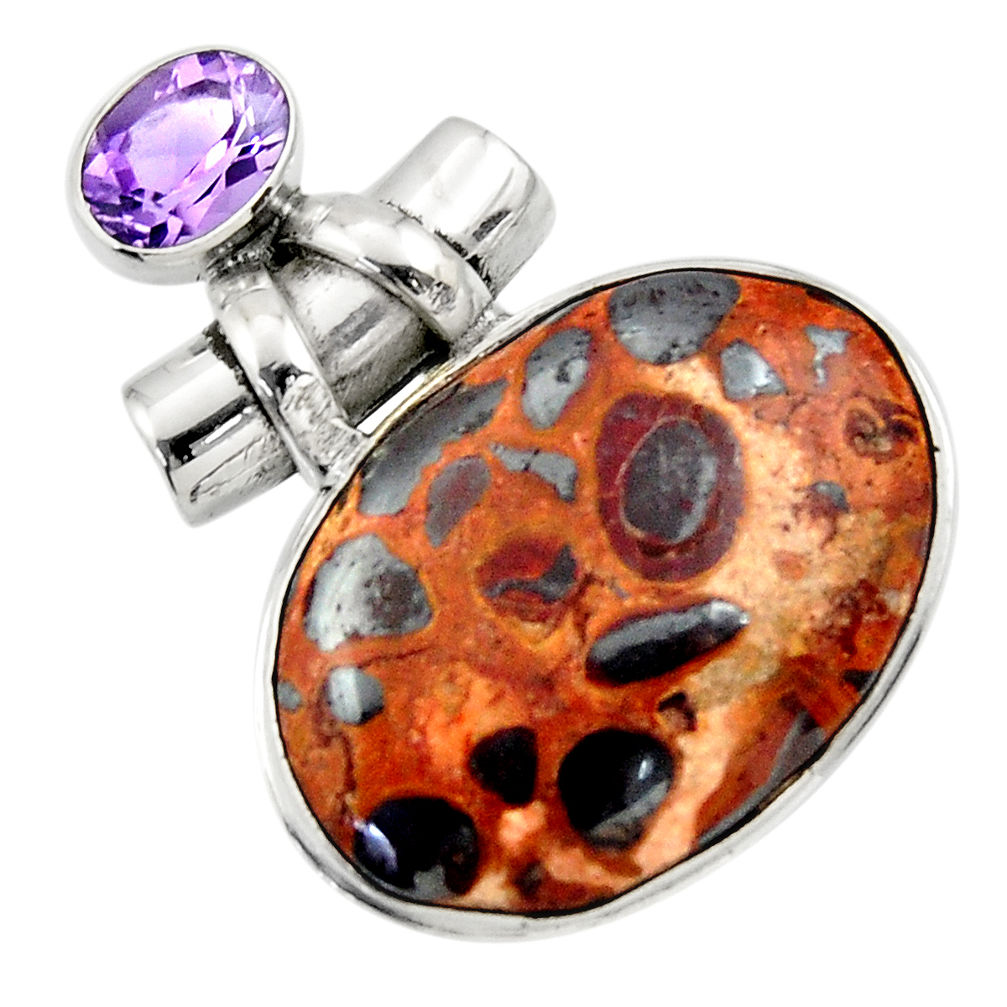 23.46cts natural brown bauxite amethyst 925 sterling silver pendant r31943