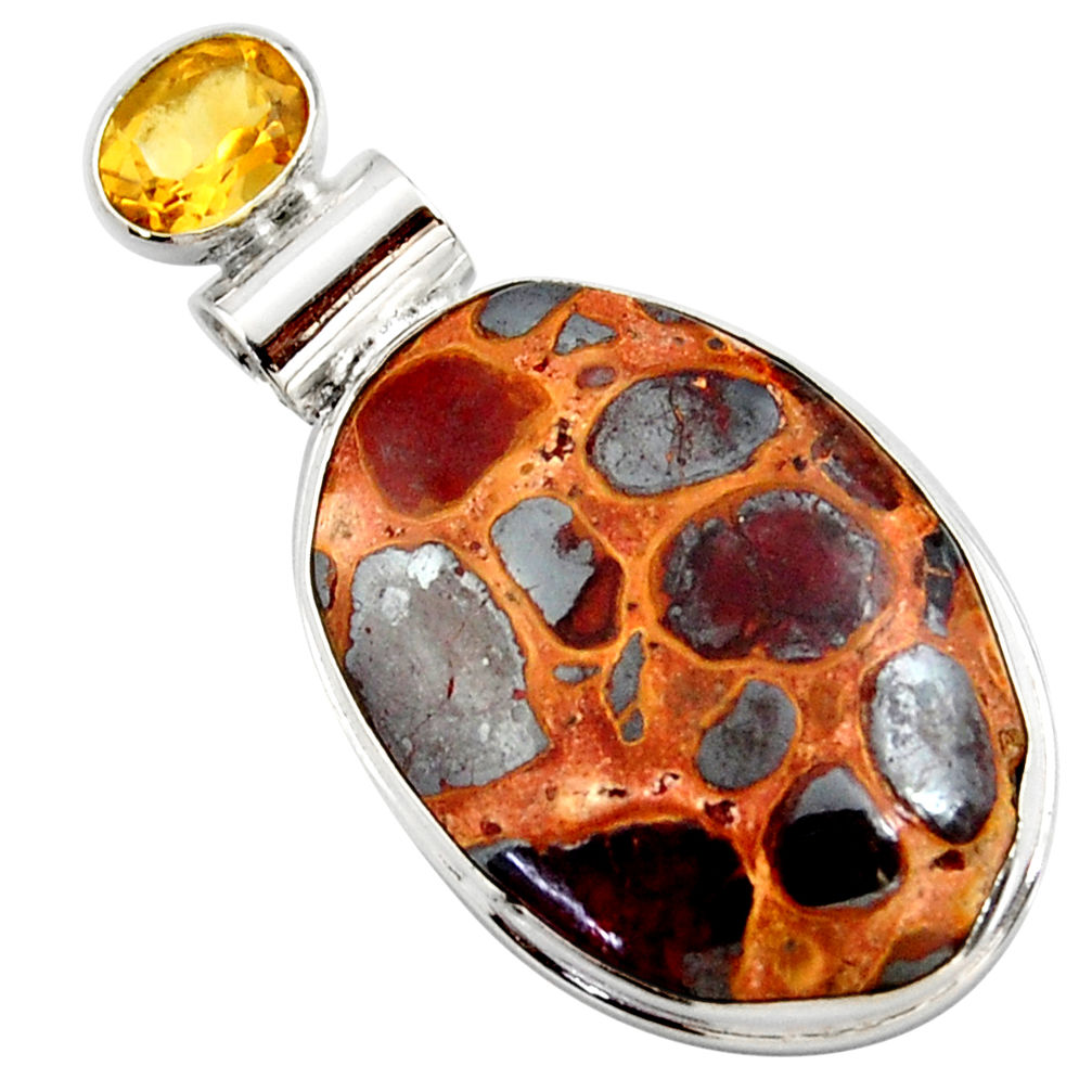 20.07cts natural brown bauxite citrine 925 sterling silver pendant r27930