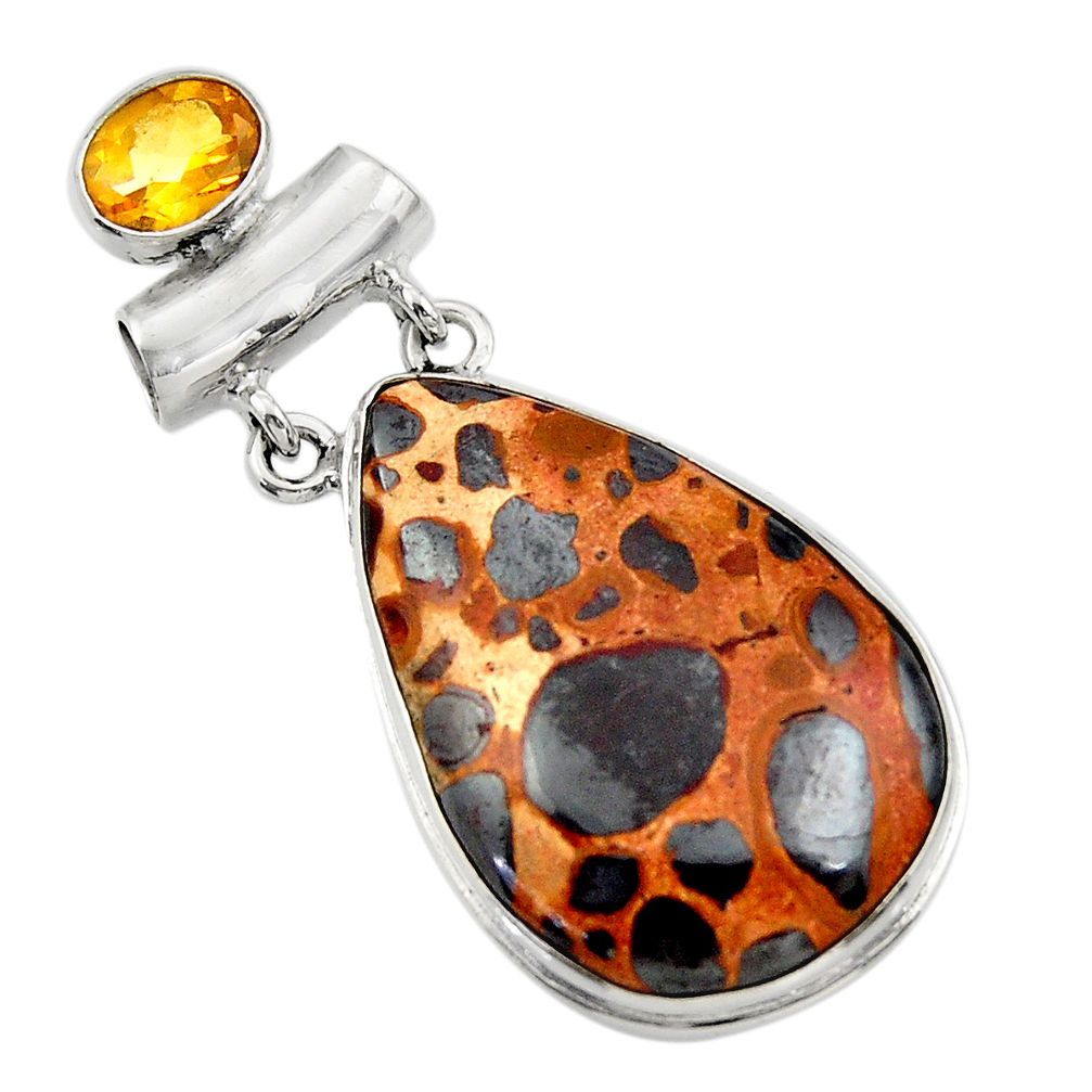 26.16cts natural brown bauxite citrine 925 sterling silver pendant r31942