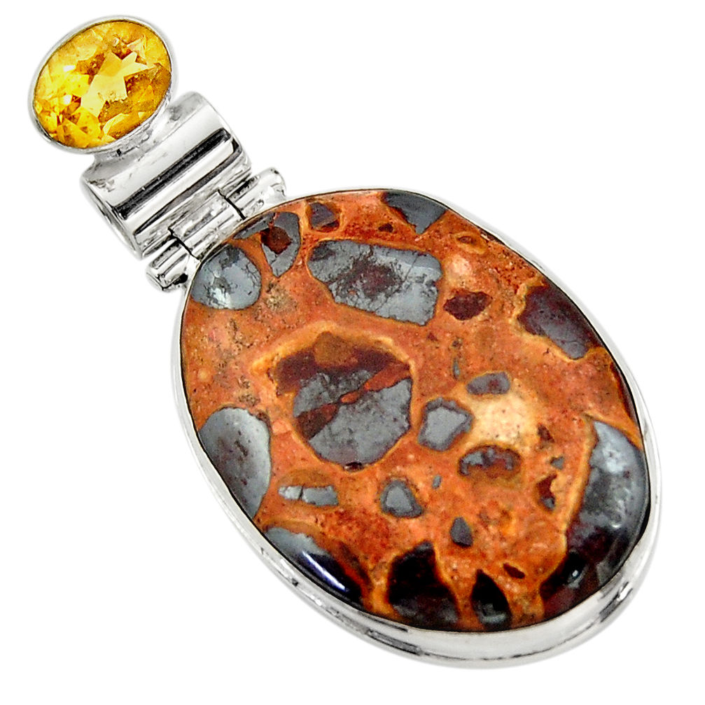 Clearance Sale- 22.59cts natural brown bauxite citrine 925 sterling silver pendant r31950