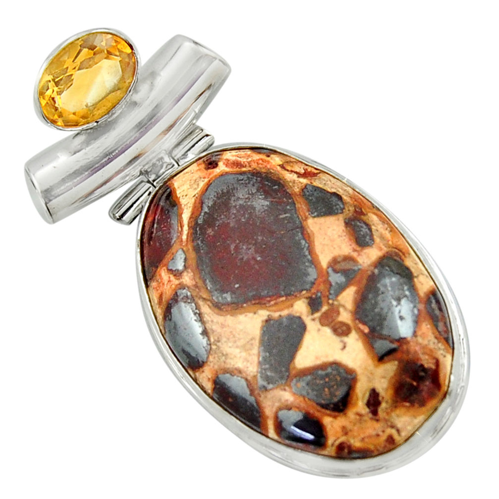 26.14cts natural brown bauxite citrine 925 sterling silver pendant r41663