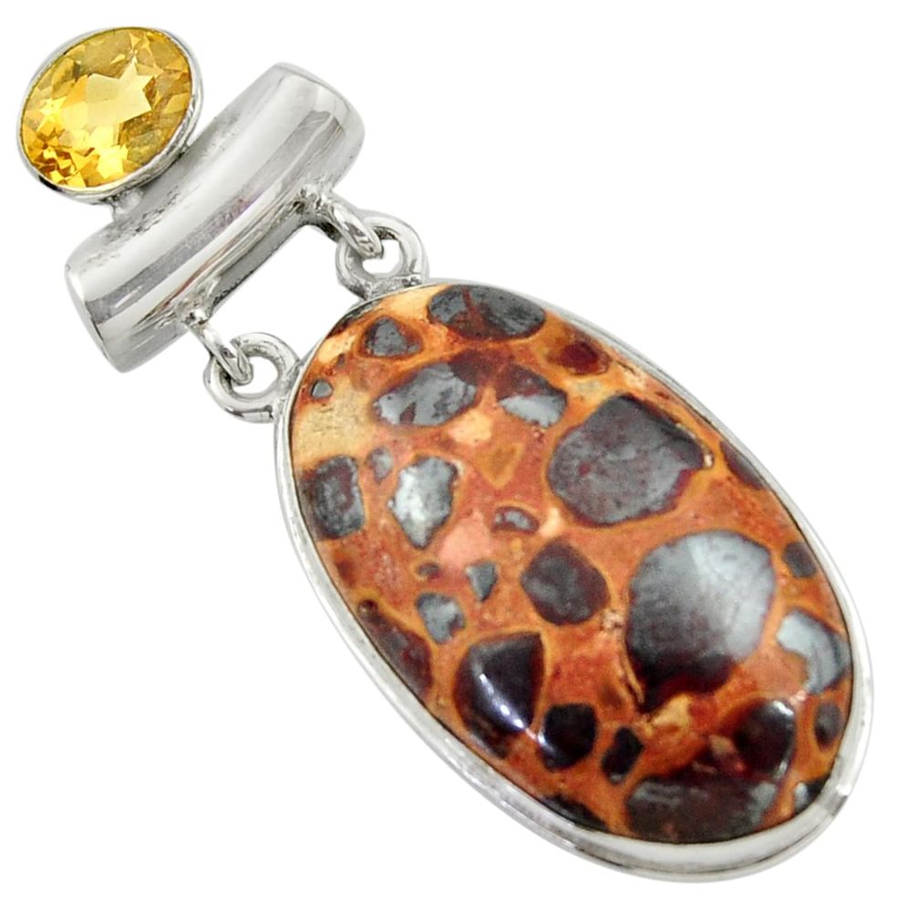 26.16cts natural brown bauxite citrine 925 sterling silver pendant r41666