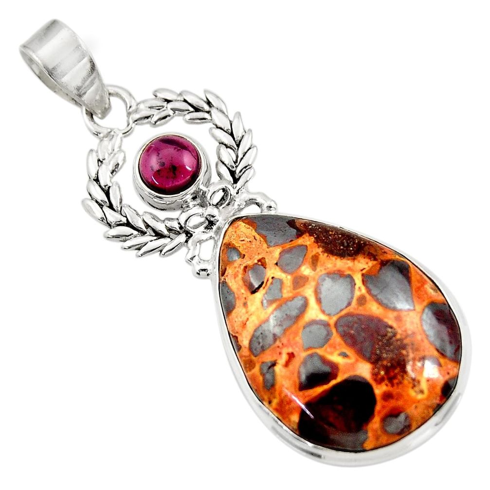  brown bauxite garnet 925 sterling silver pendant jewelry d42168