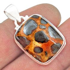 15.82cts natural brown bauxite octagan 925 sterling silver pendant u50853