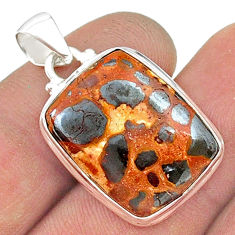 15.65cts natural brown bauxite octagan sterling silver pendant jewelry u50854