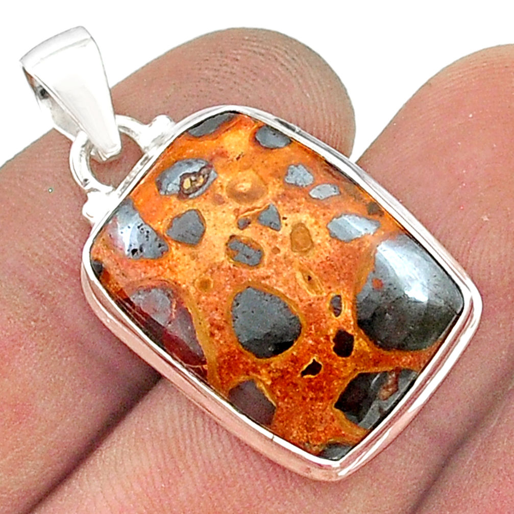 14.47cts natural brown bauxite octagan sterling silver pendant jewelry u50856