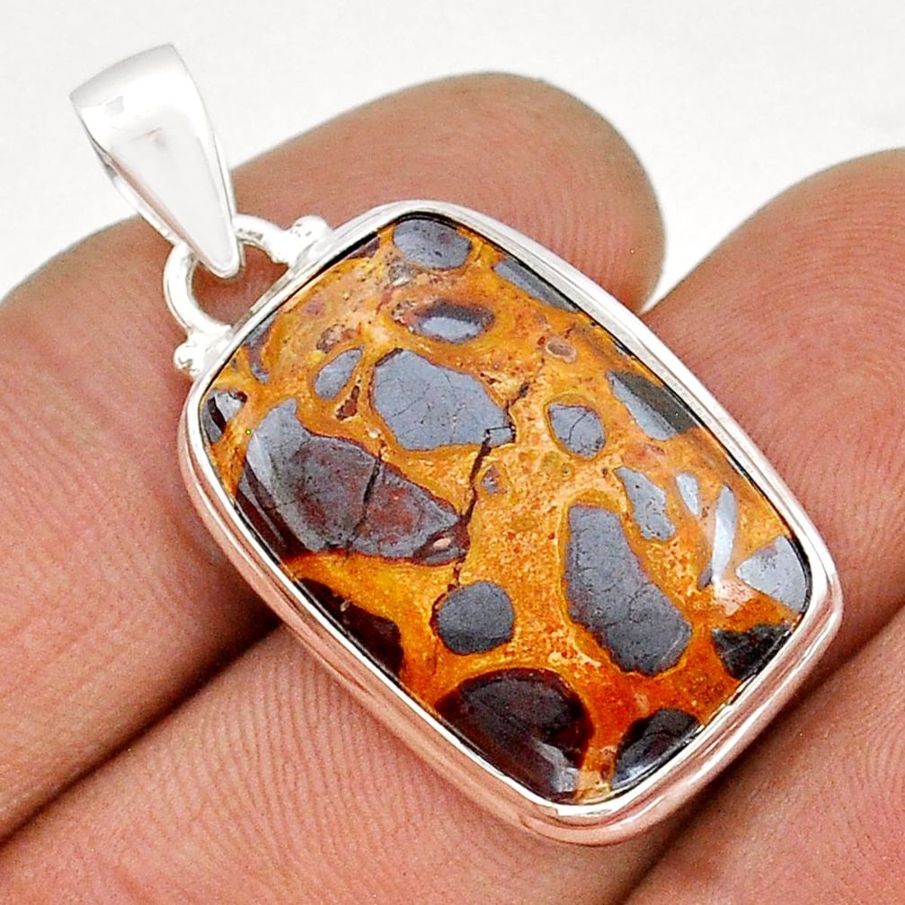 15.89cts natural brown bauxite octagan sterling silver pendant jewelry u92598
