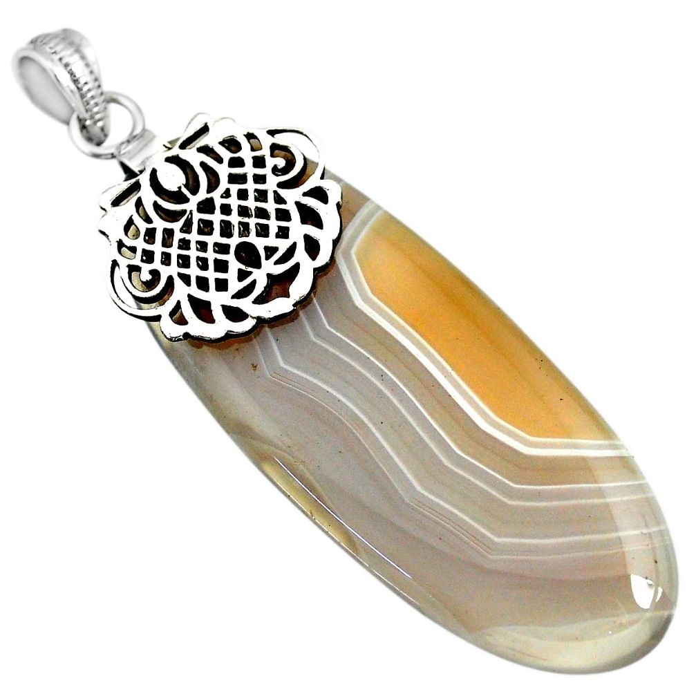 61.92cts natural brown botswana agate 925 sterling silver pendant jewelry r91396