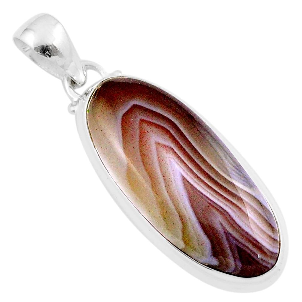 17.02cts natural brown botswana agate 925 sterling silver pendant jewelry u18013