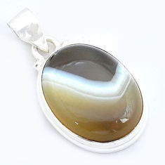 13.42cts natural brown botswana agate 925 sterling silver pendant jewelry u59575