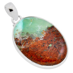 25.57cts natural brown boulder chrysoprase 925 sterling silver pendant n35013