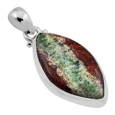 11.09cts natural brown boulder chrysoprase 925 sterling silver pendant n37055