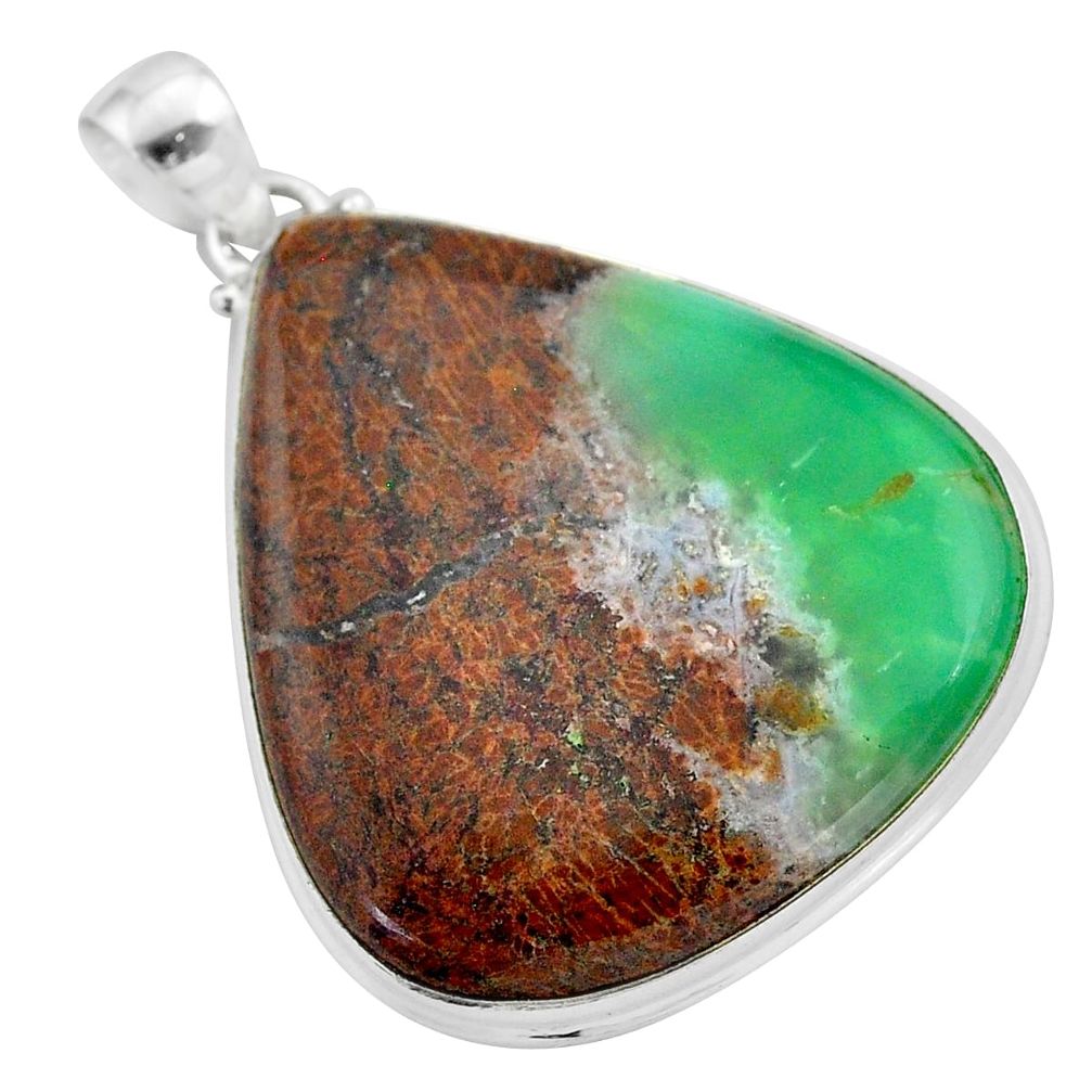 38.72cts natural brown boulder chrysoprase 925 sterling silver pendant t42405