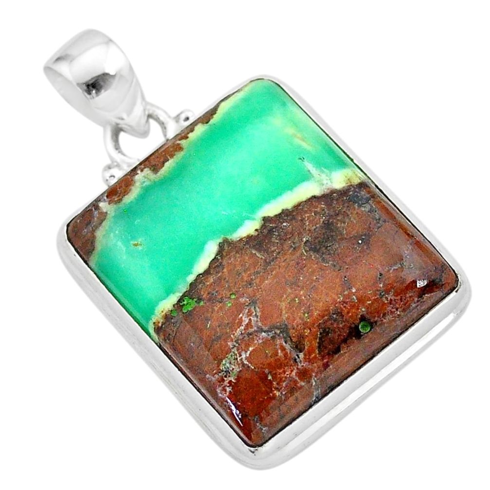 25.41cts natural brown boulder chrysoprase 925 sterling silver pendant t42417