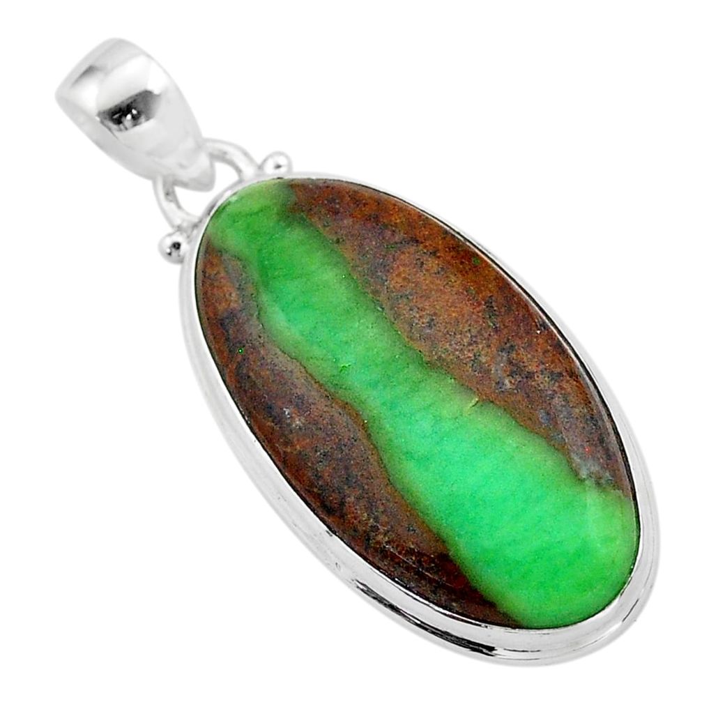 18.70cts natural brown boulder chrysoprase 925 sterling silver pendant t42421