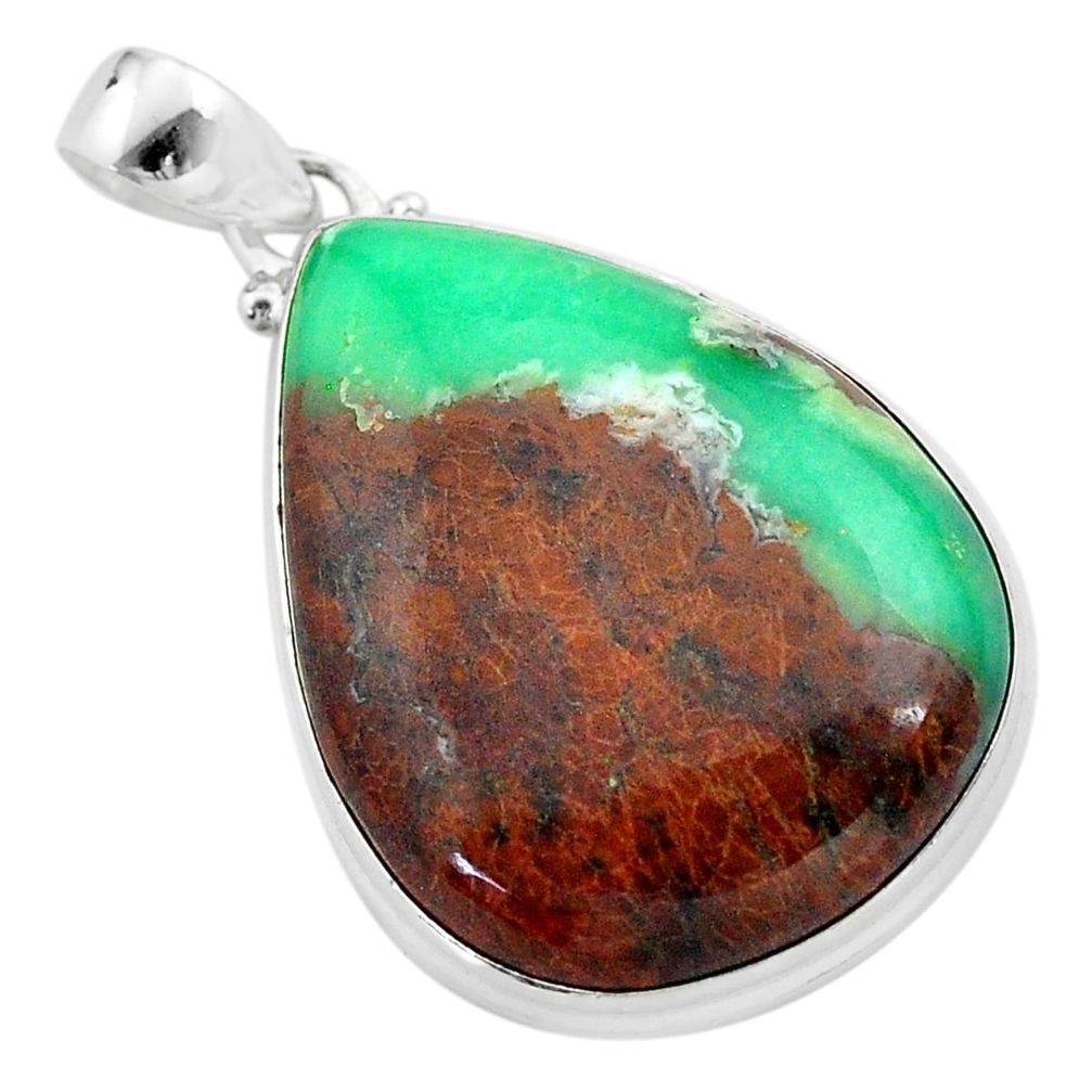 30.44cts natural brown boulder chrysoprase 925 sterling silver pendant t42425